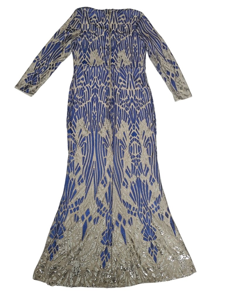 House Of Chic Curve + Plus Blue Sequined Long Sleeve Maxi Dress Size 2xl, Nwt — image 3 of 8